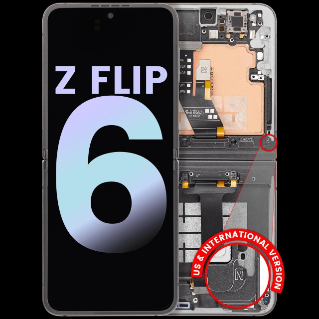 Inner Display OLED completo con Frame per Samsung Galaxy Z Flip 6 5G (US e International) (Service Pack) (Argento Shadow)