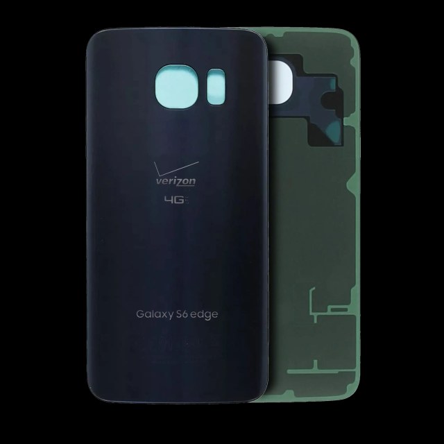 vetro cover posteriore per Samsung Galaxy S6 Edge (Verizon Logo) (Service Pack) (Nero zaffiro)