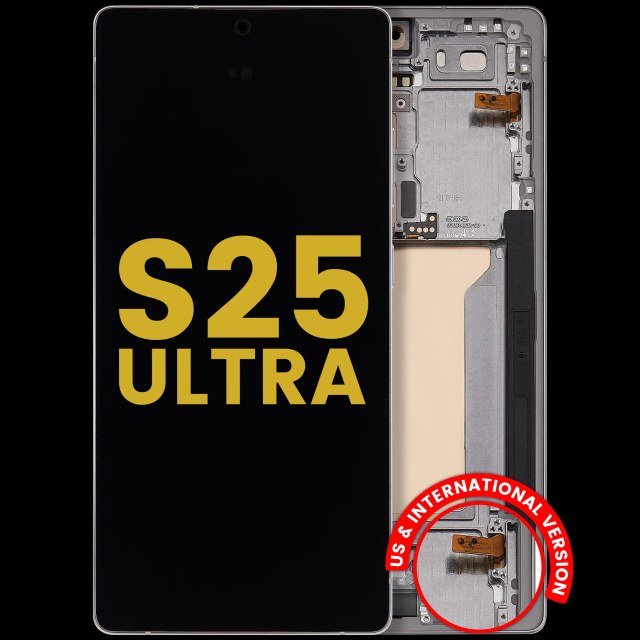 Display OLED completo con Frame per Samsung Galaxy S25 Ultra 5G (Refurbished) (US e International) (Titanio Bianco Argento)