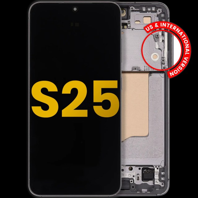 Display OLED completo con Frame per Samsung Galaxy S25 5G (US e International) (Refurbished) (Argento Shadow)