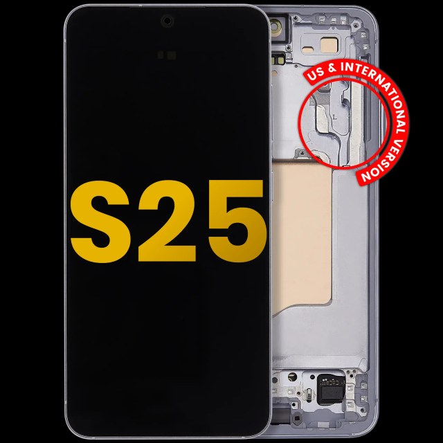 Display OLED completo con Frame per Samsung Galaxy S25 5G (US e International) (Refurbished) (Icy Blu)