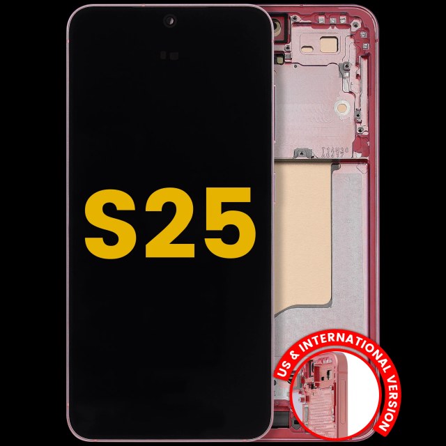 Display OLED completo con Frame per Samsung Galaxy S25 5G (US e International) (Refurbished) (Coral Rosso)