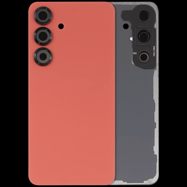 vetro cover posteriore con Vetro fotocamera per Samsung Galaxy S25 5G (No Logo) (Coral Rosso)