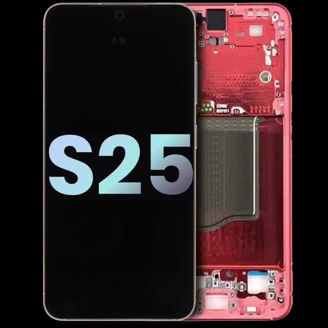 Display OLED completo con Frame per Samsung Galaxy S25 5G (US e International) (Service Pack) (Coral Rosso)
