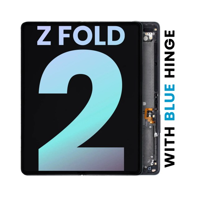 Inner Display OLED completo con Frame per Samsung Galaxy Z Fold 2 5G (Service Pack) (US e International) (Mystic Nero con Blu Hinge)