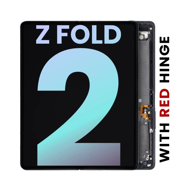 Inner Display OLED completo con Frame per Samsung Galaxy Z Fold 2 5G (Service Pack) (US e International) (Mystic Nero con Rosso Hinge)