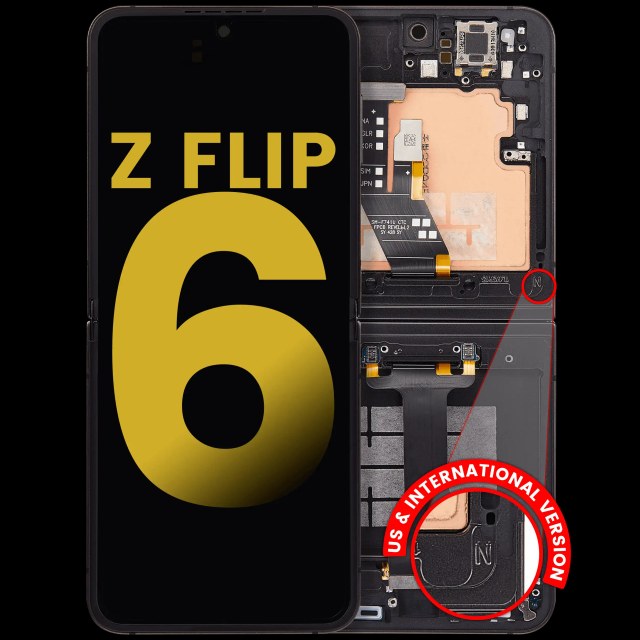 Inner Display OLED completo con Frame per Samsung Galaxy Z Flip 6 (F741) (US e International) (Refurbished) (Nero)