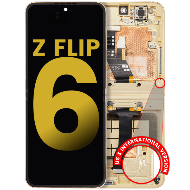 Inner Display OLED completo con Frame per Samsung Galaxy Z Flip 6 (F741) (US e International) (Refurbished) (Giallo)