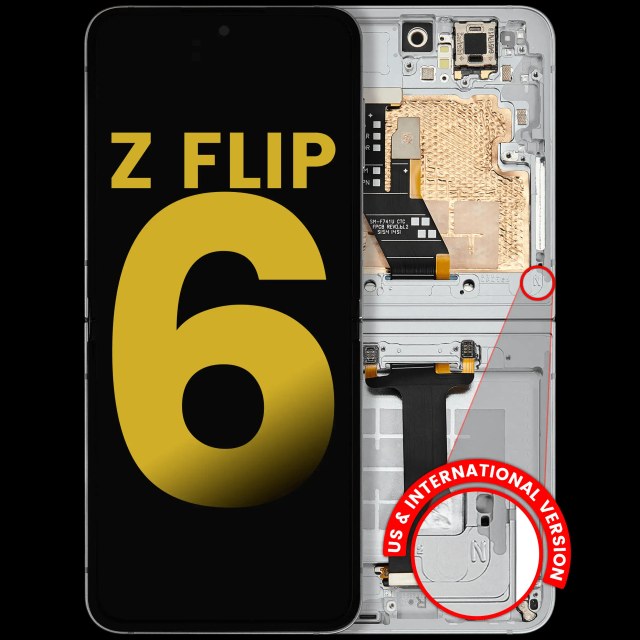 Inner Display OLED completo con Frame compatibile per Samsung Galaxy Z Flip 6 (F741) (US e International) (Refurbished) (Bianco)