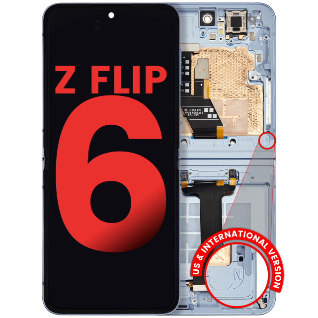 Inner Display OLED completo con Frame compatibile per Samsung Galaxy Z Flip 6 5G (F741) (US e International) (Blu)