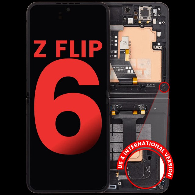 Inner Display OLED completo con Frame compatibile per Samsung Galaxy Z Flip 6 5G (F741) (US e International) (Nero)