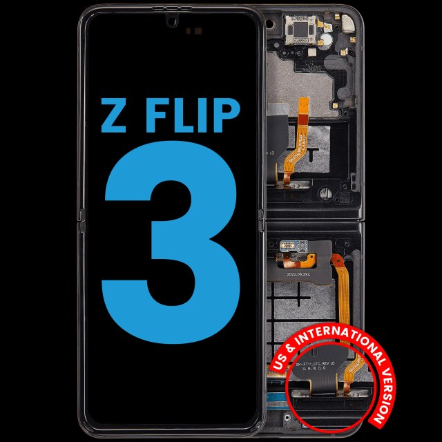 Inner Display OLED completo con Frame compatibile per Samsung Galaxy Z Flip 3 5G (F711) (US e International) (Phantom Nero)