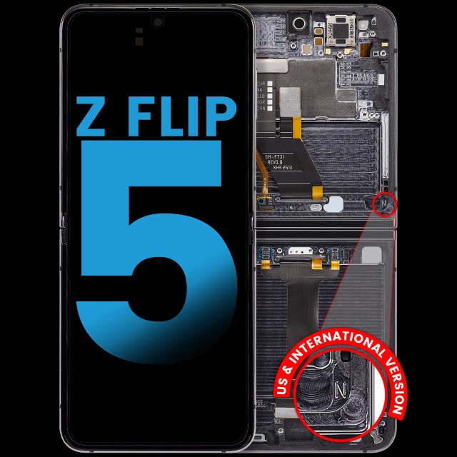 Inner Display OLED completo con Frame compatibile per Samsung Galaxy Z Flip 5 5G (F731) (US e International) (Grafite)