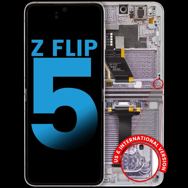 Inner Display OLED completo con Frame compatibile per Samsung Galaxy Z Flip 5 5G (F731) (US e International) (Lavanda)