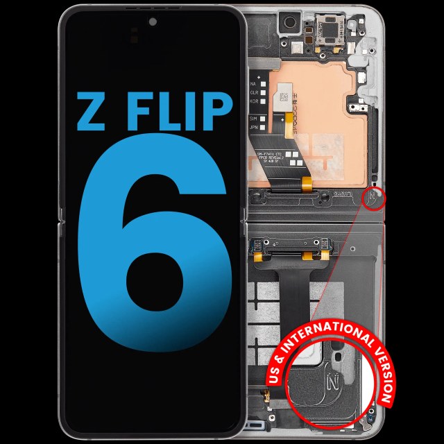 Inner Display OLED completo con Frame compatibile per Samsung Galaxy Z Flip 6 5G (F741) (US e International) (Argento Shadow)