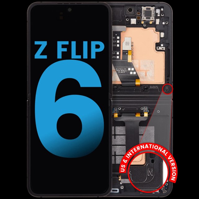 Inner Display OLED completo con Frame compatibile per Samsung Galaxy Z Flip 6 5G (F741) (US e International) (Nero)