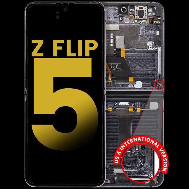 Inner Display OLED completo con Frame compatibile per Samsung Galaxy Z Flip 5 5G (F731) (US e International) (Refurbished) (Phantom Nero)
