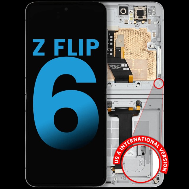 Inner Display OLED completo con Frame compatibile per Samsung Galaxy Z Flip 6 5G (F741) (US e International) (Bianco)