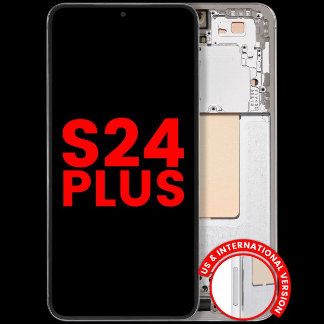 Display OLED completo con Frame compatibile per Samsung Galaxy S24 Plus 5G (US e International Version) (Marble Grigio)