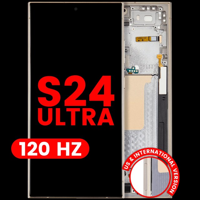 Display OLED completo con Frame per Samsung Galaxy S24 Ultra (US e International Version) (120Hz) (Titanio Giallo)
