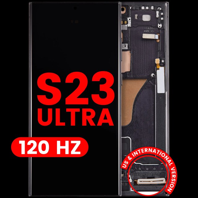 Display OLED completo con Frame per Samsung Galaxy S23 Ultra (US e International) (120Hz) (Phantom Nero)