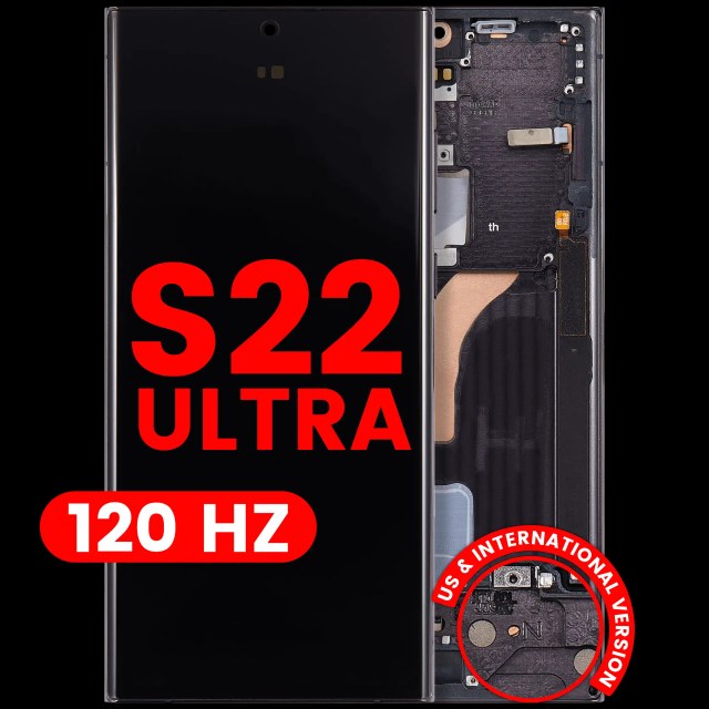 Display OLED completo con Frame per Samsung Galaxy S22 Ultra 5G (US e International Version) (120Hz) (Phantom Nero)