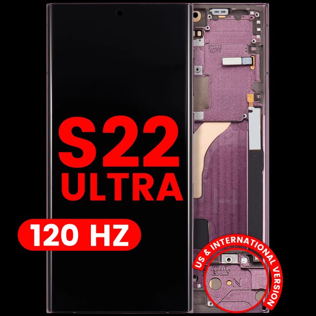 Display OLED completo con Frame per Samsung Galaxy S22 Ultra 5G (US e International Version) (120Hz) (Burgundy)