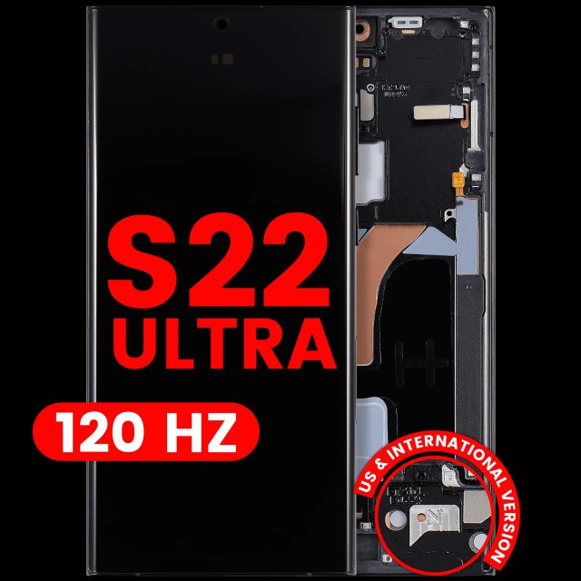 Display OLED completo con Frame per Samsung Galaxy S22 Ultra 5G (US e International Version) (120Hz) (Grafite / Blu cielo / Rosso)