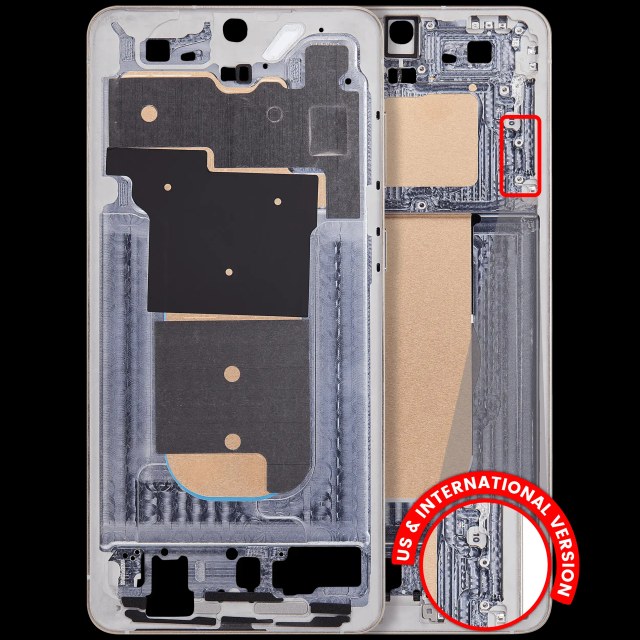 Frame centrale compatibile per Samsung Galaxy S25 Edge 5G (US e International Version) (Titanio Icyblue / Titanio Argento)