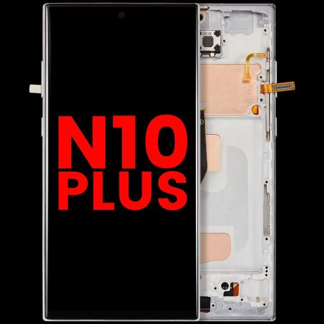 Display LCD completo con Frame (senza Fingerprint Sensore) per Samsung Galaxy Note 10 Plus (Aura Bianco)