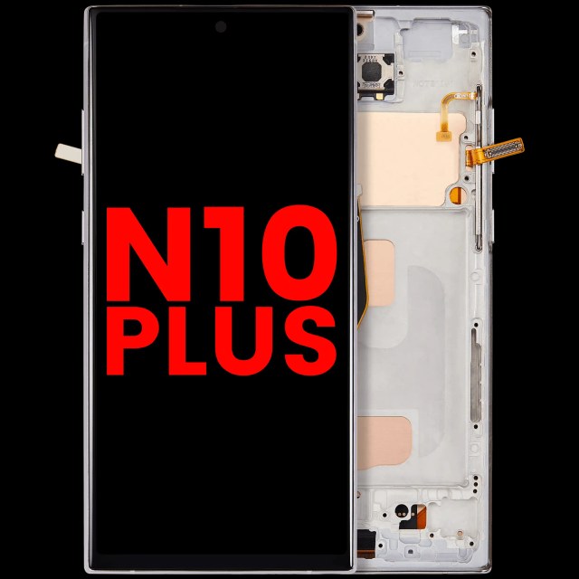 Display LCD completo con Frame (senza Fingerprint Sensore) per Samsung Galaxy Note 10 Plus (Aura Glow / Argento)