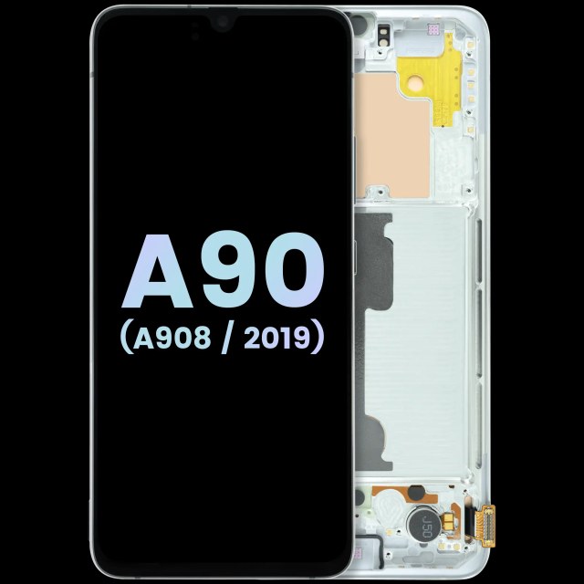 Display OLED completo con Frame per Samsung Galaxy A90 5G (A908 / 2019) (Service Pack) (Bianco)