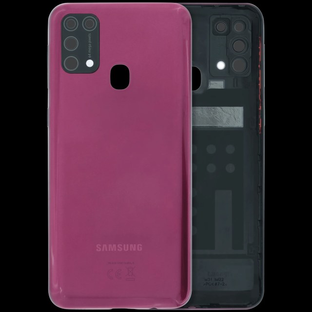Cover posteriore con Vetro fotocamera compatibile per Samsung Galaxy M31 (M315) (Service Pack) (Rosso)