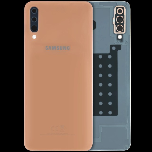 Cover posteriore con Vetro fotocamera compatibile per Samsung Galaxy A70 (A705) (Service Pack) (Arancione)