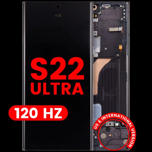 Display OLED completo con Frame per Samsung Galaxy S22 Ultra 5G (US e International Version) (120Hz) (Phantom Nero)