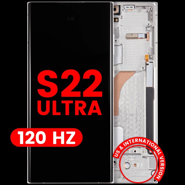 Display OLED completo con Frame per Samsung Galaxy S22 Ultra 5G (US e International Version) (120Hz) (Phantom Bianco)