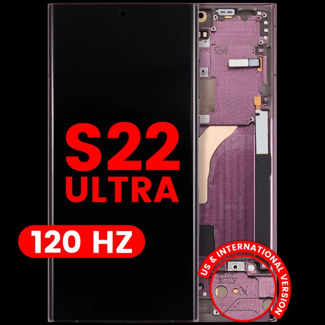 Display OLED completo con Frame per Samsung Galaxy S22 Ultra 5G (US e International Version) (120Hz) (Burgundy)