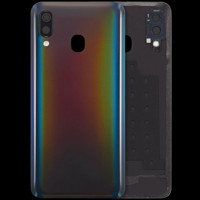 vetro cover posteriore con Vetro fotocamera compatibile per Samsung Galaxy A40 (A405 / 2019) (Nero)