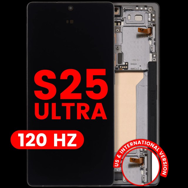 Display OLED completo con Frame per Samsung Galaxy S25 Ultra 5G (US e International) (120Hz) (Titanio Jet Nero)