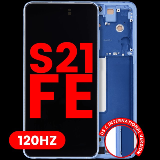 Display OLED completo con Frame per Samsung Galaxy S21 FE 5G (US e International Version) (120Hz) (Blu)