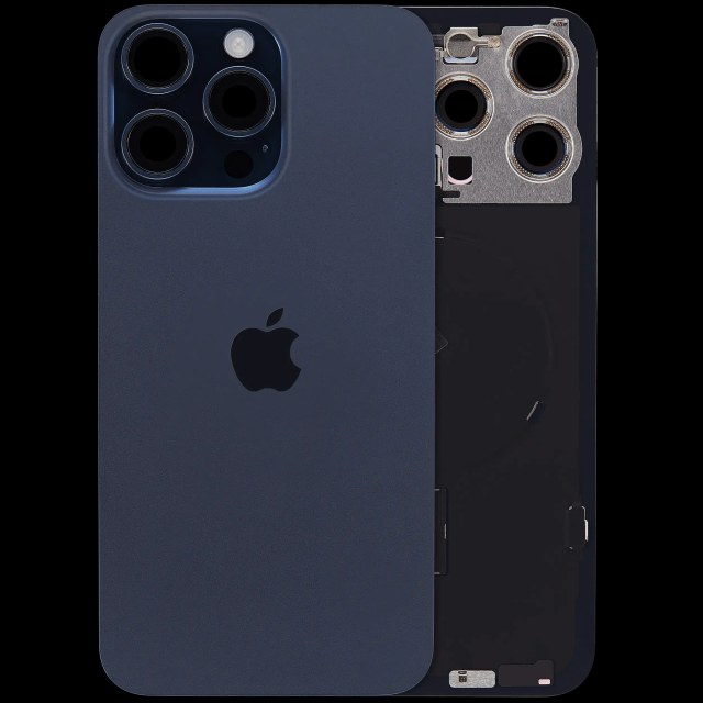 Vetro posteriore con magnete MagSafe, NFC e flat flash per iPhone 15 Pro Max (Service Pack) (Titanio blu)