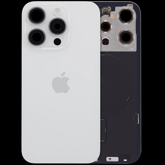 Vetro posteriore con magnete MagSafe, NFC e flat flash per iPhone 15 Pro (Service Pack) (Titanio bianco)