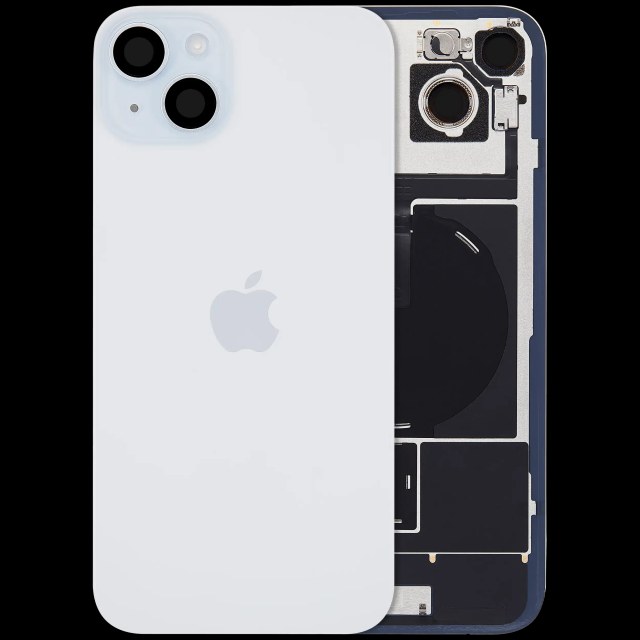 Vetro posteriore con magnete MagSafe, NFC e flat flash per iPhone 15 Plus (Service Pack) (Blu)
