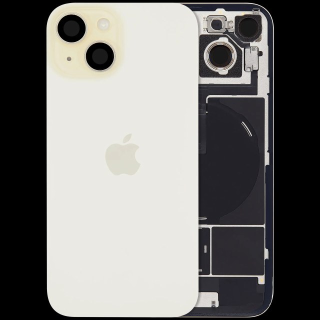 Vetro posteriore con magnete MagSafe, NFC e flat flash per iPhone 15 (Service Pack) (Giallo)