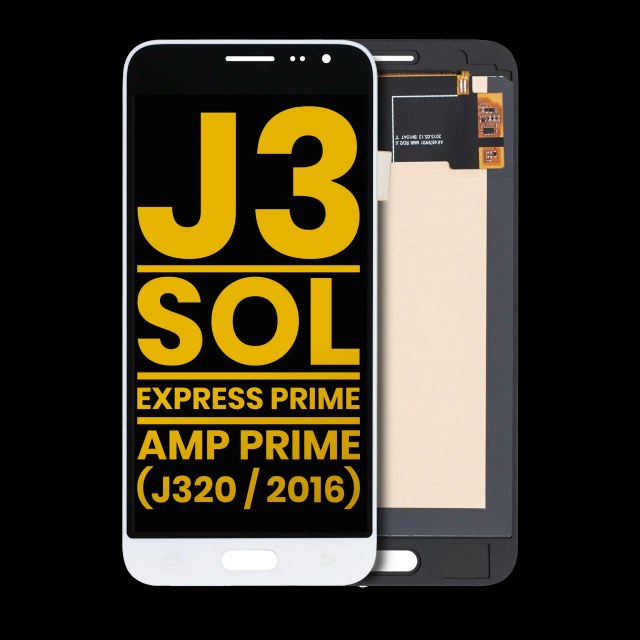 Display OLED completo senza Frame per Samsung Galaxy J3 / Sol 4G / Express Prime / Amp Prime (J320 / 2016) (Refurbished) (Bianco)
