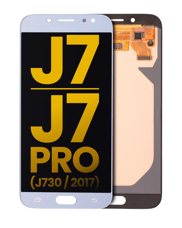 Display OLED completo senza Frame per Samsung Galaxy J7 / J7 Pro (J730 / 2017) (Refurbished) (Blu / Gray)