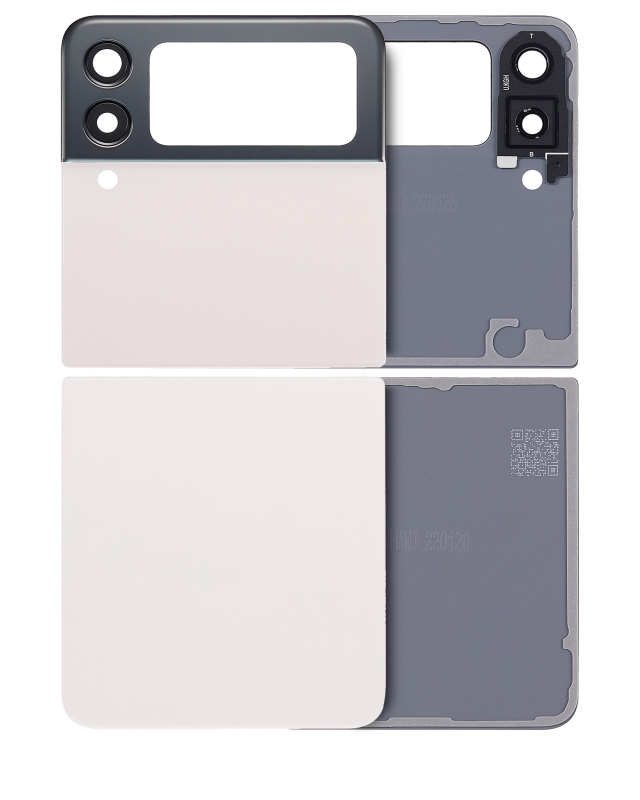 Top & Bottom Back Cover Glass With Camera Lens per Samsung Galaxy Z Flip 3 5G (Bianco)