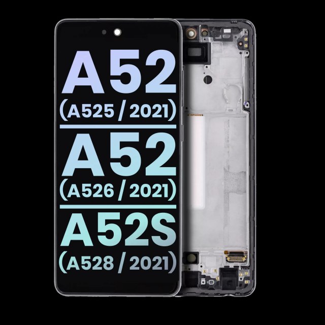Display OLED completo con Frame per Samsung Galaxy A52 4G (A525 / 2021) / A52 5G (A526 / 2021) / A52S 5G (A528 / 2021) (Service Pack) (Awesome Nero)