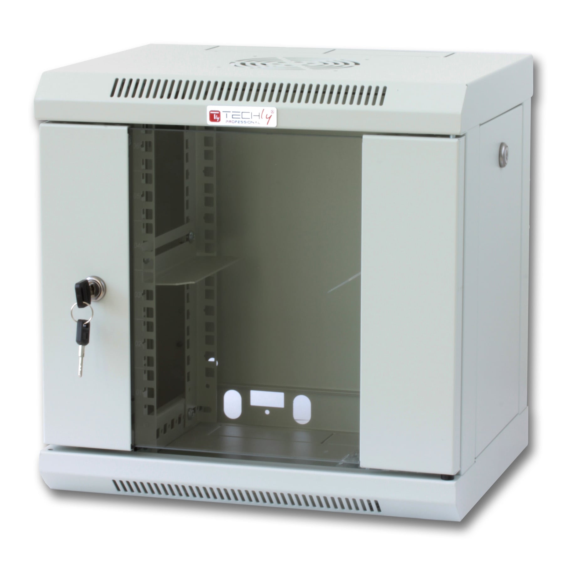 Armadio Rack 10'' a muro 6 unità con pannelli asportabili Grigio prof. 300 mm