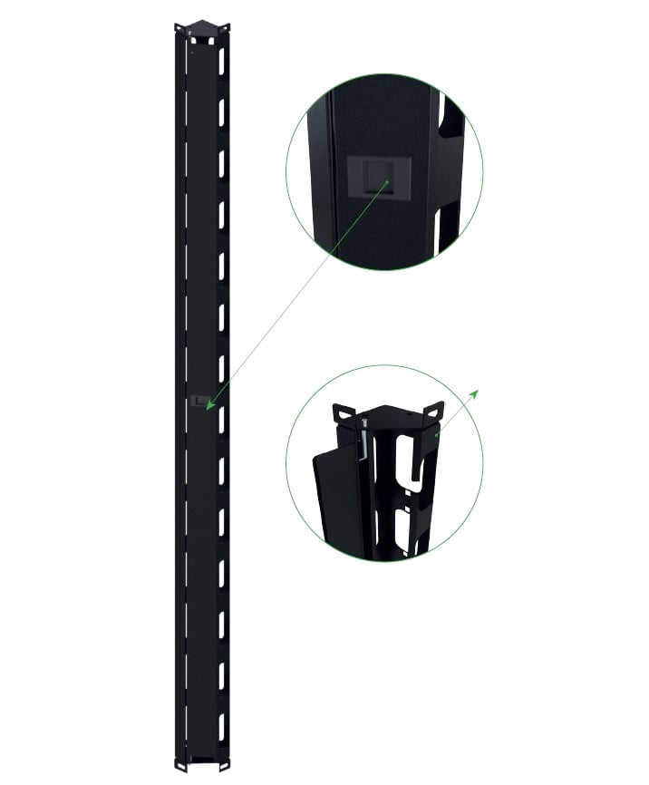 Coppia Canala Gestione Cavi Verticale 42U Nero